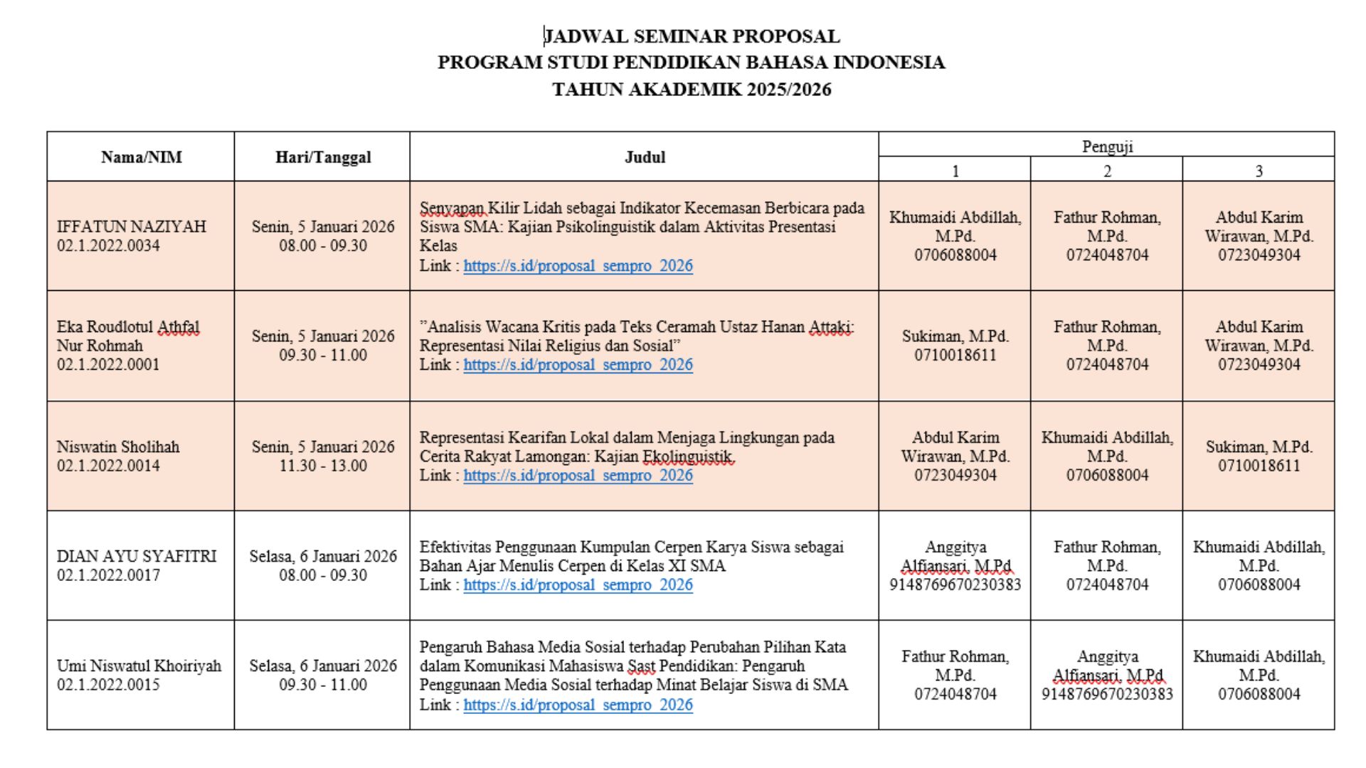 Pengumuman Pelaksanaan Seminar Proposal Tahun 2026